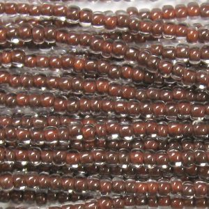 6/0 Czech Seed Bead, Dark Brown Tint Lined Crystal