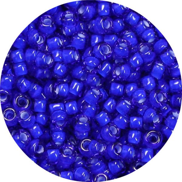 6/0 Japanese Seed Bead, White Lined Cobalt Blue