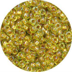 6/0 Japanese Seed Bead, Shimmer Copper Lined Light Olivine AB