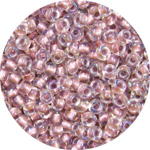 6/0 Japanese Seed Bead, Metallic Pink Lined Light Black Diamond AB