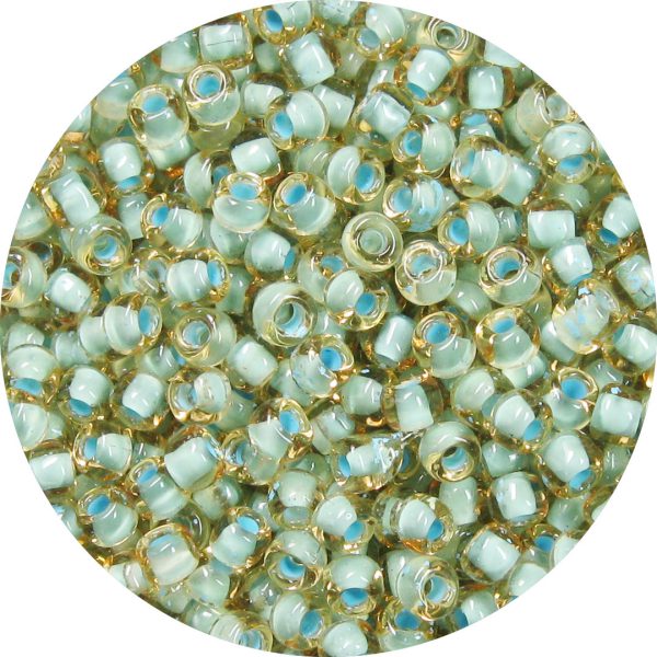 6/0 Japanese Seed Bead, Baby Blue Lined Light Topaz