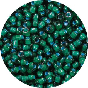 6/0 Japanese Seed Bead, Baby Blue Lined Bottle Green