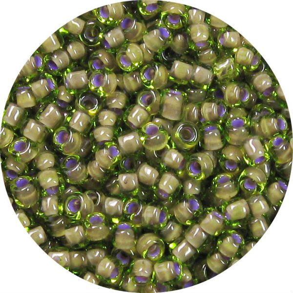 6/0 Japanese Seed Bead, Violet Lined Olivine