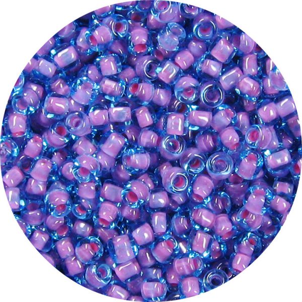 6/0 Japanese Seed Bead, Pink Lined Aqua Blue