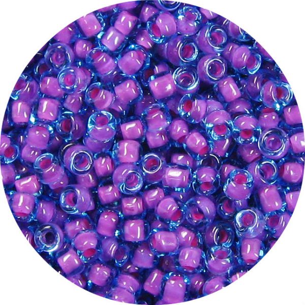 6/0 Japanese Seed Bead, Dark Pink Lined Aqua Blue