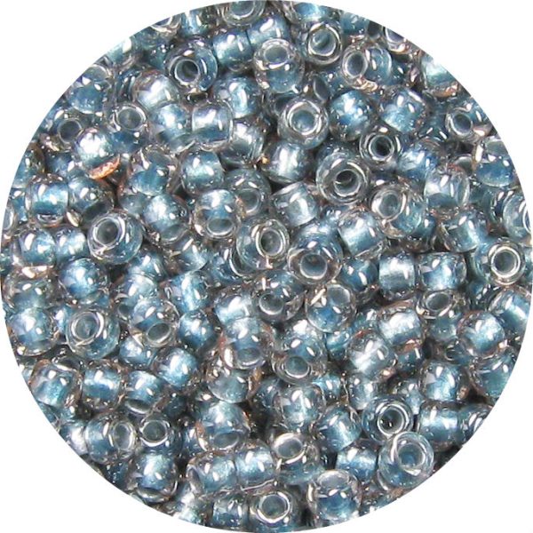 6/0 Japanese Seed Bead, Metallic Steel Blue Lined Light Rose