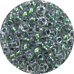 6/0 Japanese Seed Bead, Dichroic Green/Emerald Lined Crystal