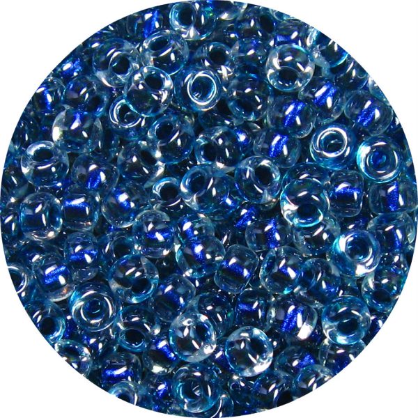 6/0 Japanese Seed Bead, Dichroic Montana/Aqua Blue Lined Crystal