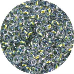 6/0 Japanese Seed Bead, Dichroic Yellow/Green Lined Crystal