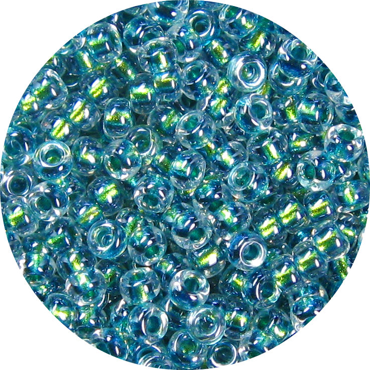 6/0 Japanese Seed Bead, Dichroic Emerald/Denim Lined Crystal