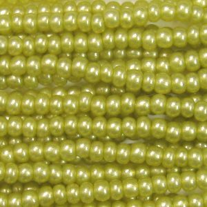 6/0 Czech Seed Bead, Frosted Khaki Green Supra**