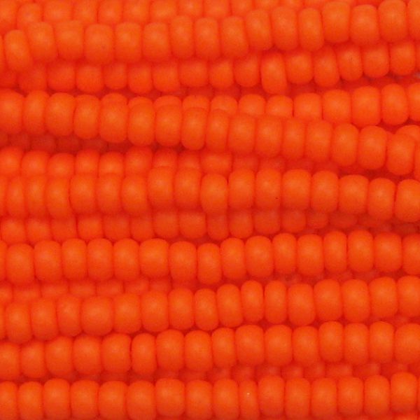 6/0 Czech Seed Bead, Frosted Opaque Dark Orange