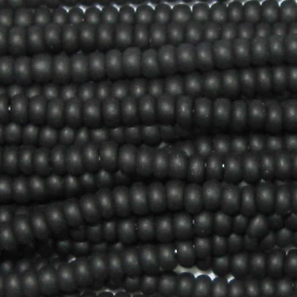 6/0 Czech Seed Bead, Frosted Opaque Black