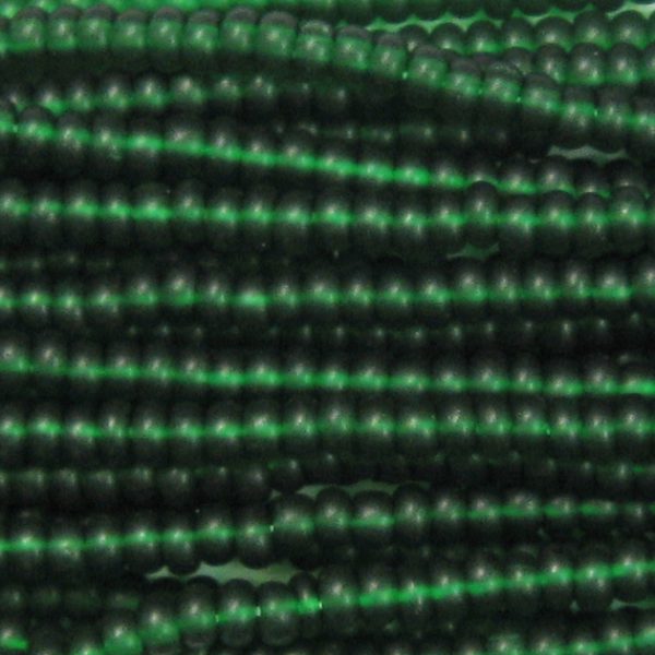 6/0 Czech Seed Bead, Frosted Transparent Dark Kelly Green