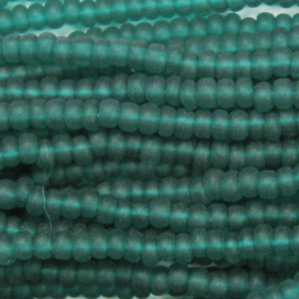 6/0 Czech Seed Bead, Frosted Transparent Emerald Green