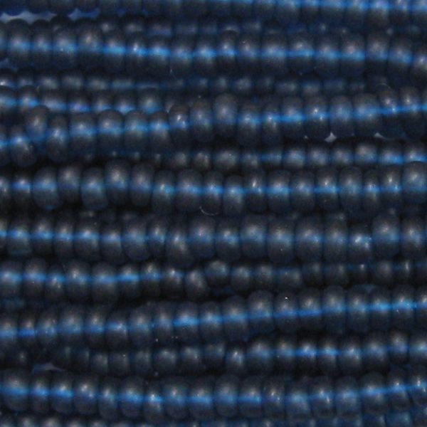 6/0 Czech Seed Bead, Frosted Transparent Montana Blue