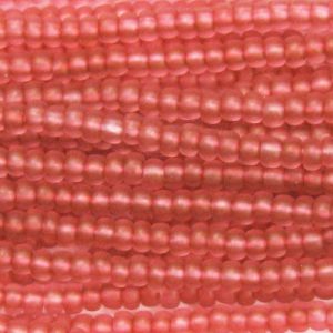 6/0 Czech Seed Bead, Frosted Transparent Rose Tint
