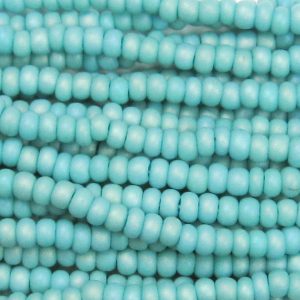 6/0 Czech Seed Bead, Frosted Opaque Green Turquoise AB