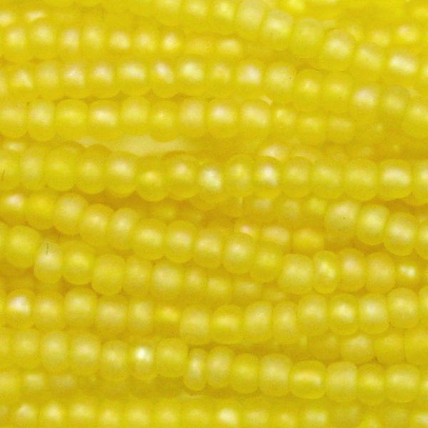 6/0 Czech Seed Bead, Frosted Transparent Citrine AB