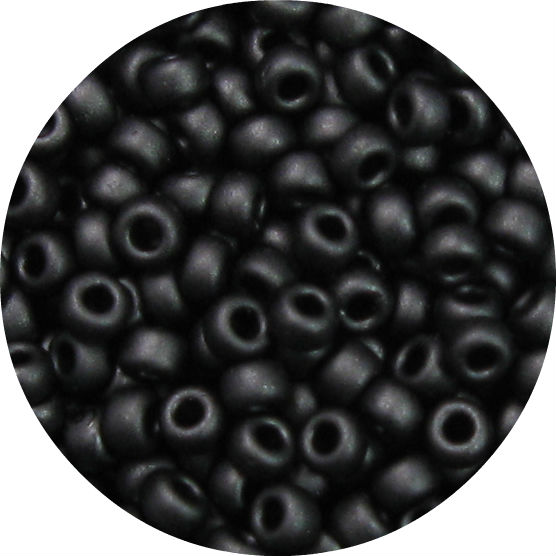 6/0 Japanese Seed Bead, Frosted Opaque Black