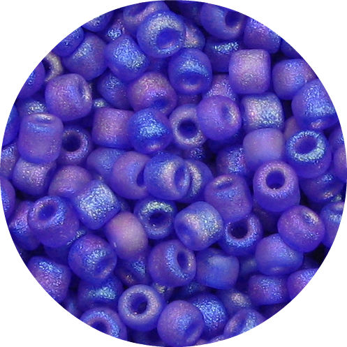 6/0 Japanese Seed Bead, Frosted Transparent Cobalt Blue AB