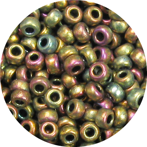 6/0 Japanese Seed Bead, Frosted Metallic Golden Olive AB