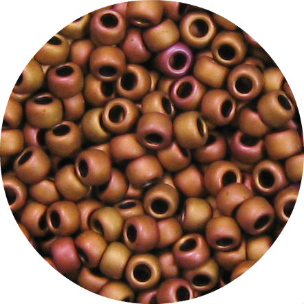 6/0 Japanese Seed Bead, Frosted Metallic Rosy Bronze AB