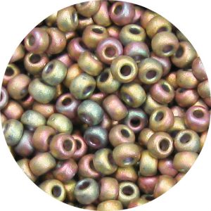 6/0 Japanese Seed Bead, Frosted Metallic Rosy Olive AB