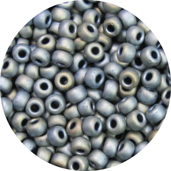 6/0 Japanese Seed Bead, Frosted Metallic Gunmetal Iris