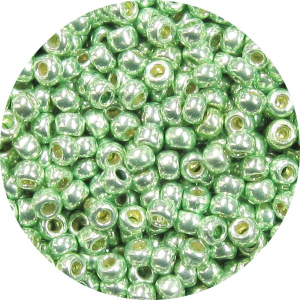 6/0 Japanese Seed Bead, PermaFinish Metallic Lime Green