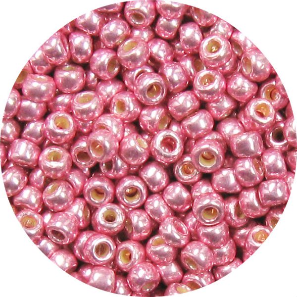 6/0 Japanese Seed Bead, PermaFinish Metallic Pink