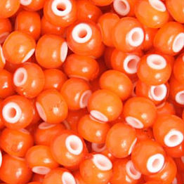 2/0 Czech Seed Bead Orange White Heart