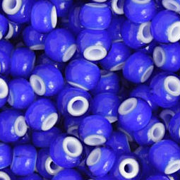 2/0 Czech Seed Bead Royal Blue White Heart