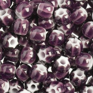 2/0 Czech Seed Bead Purple Star White Heart
