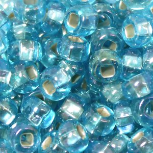 2/0 Czech Seed Bead Silver Lined Light Aqua Blue AB