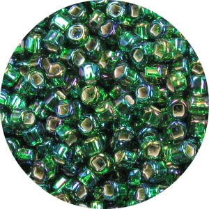 6/0 Japanese Seed Bead, Silver Lined Kelly Green AB