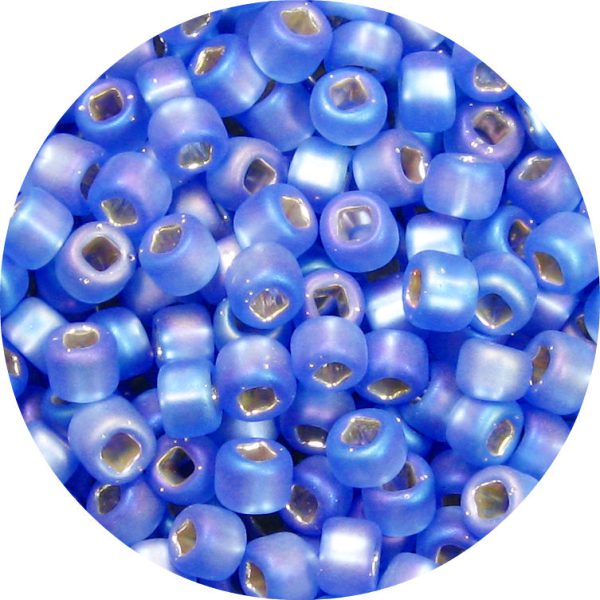 6/0 Japanese Seed Bead, Frosted Silver Lined Sapphire Blue AB