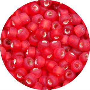 6/0 Japanese Seed Bead, Frosted Silver Lined Ruby