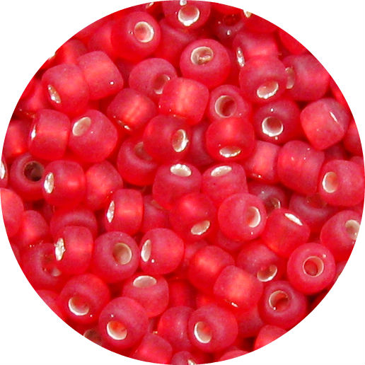 6/0 Japanese Seed Bead, Frosted Silver Lined Ruby