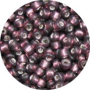 6/0 Japanese Seed Bead, Frosted Silver Lined Dark Amethyst