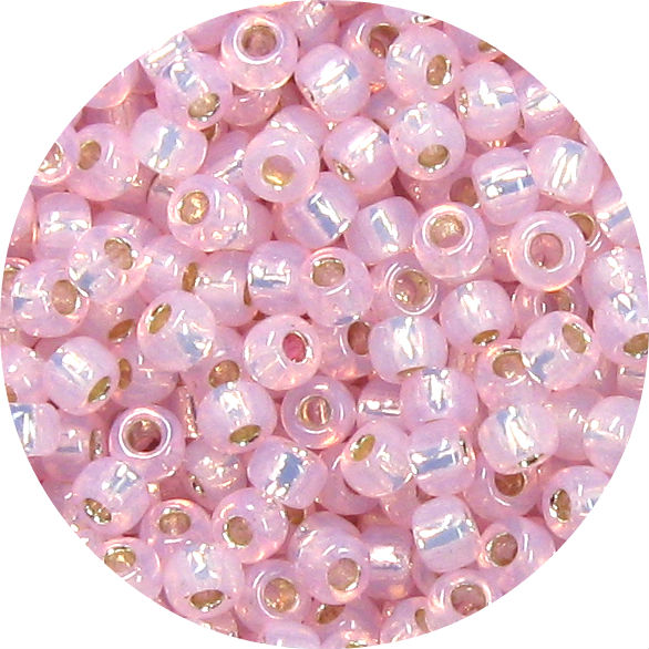 6/0 Japanese Seed Bead, Gold Lined Waxy Baby Pink*