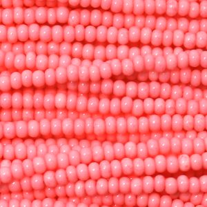 11/0 Czech Seed Bead, Opaque Pink Coral Tint**