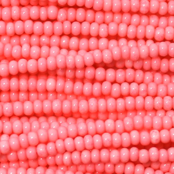 11/0 Czech Seed Bead, Opaque Pink Coral Tint**