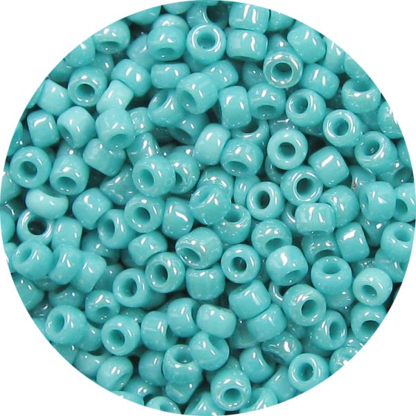 8/0 Japanese Seed Bead, Opaque Green Turquoise Luster