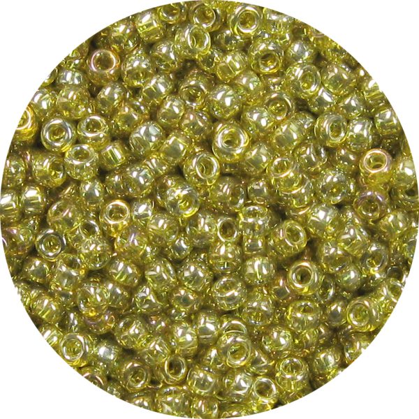 8/0 Japanese Seed Bead, Transparent Light Olivine Gold Luster