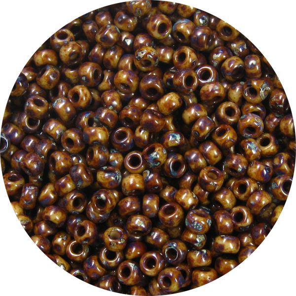 11/0 Japanese Seed Bead, Opaque Brown Picasso