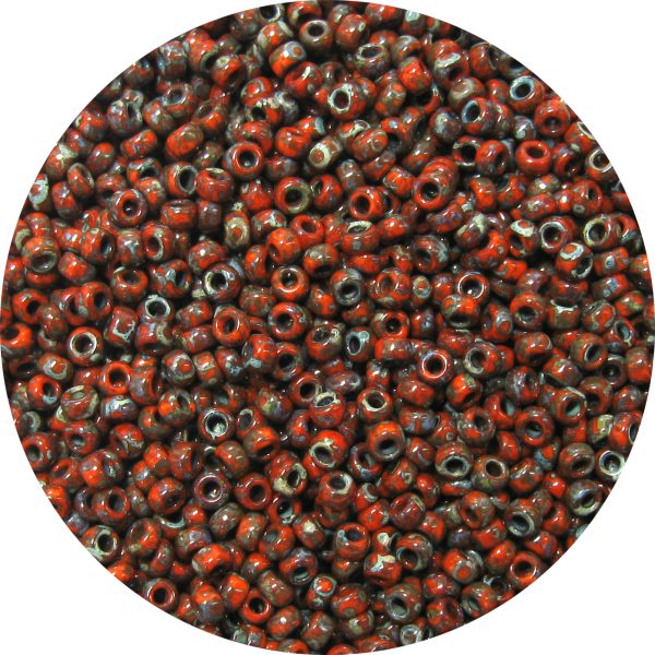 11/0 Japanese Seed Bead, Opaque Orange Picasso