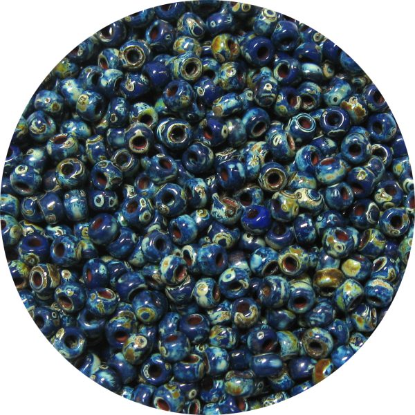 11/0 Japanese Seed Bead, Opaque Navy Blue Picasso