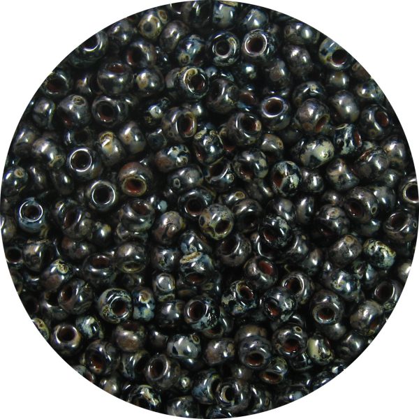 11/0 Japanese Seed Bead, Opaque Black Picasso
