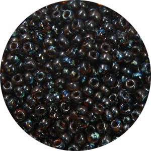 11/0 Japanese Seed Bead, Transparent Dark Smoke Topaz Picasso